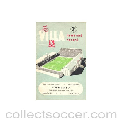 1956 - Aston Villa vChelsea official programme 21/01/1956