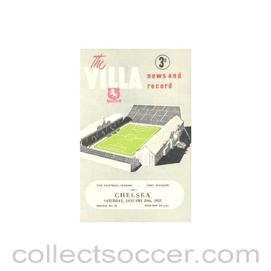 1953 - Aston Villa v Chelsea official football programme 24/01/1953