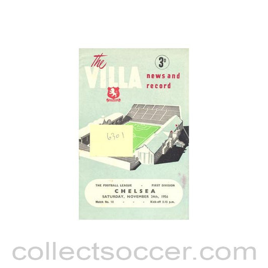 1956 - Aston Villa v Chelsea official programme 24/11/1956 Football League
