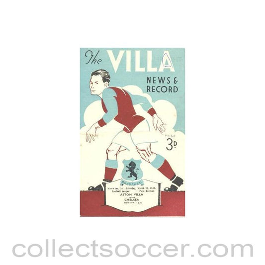 1949 - Aston Villa vChelsea official programme 26/03/1949