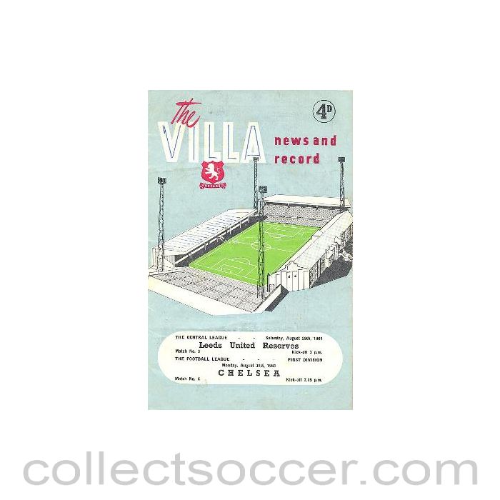 1964 - Aston Villa vChelsea and Leeds United Reserves v Aston Villa Reserves The Villa News and Record official programme 29-31/08/1964