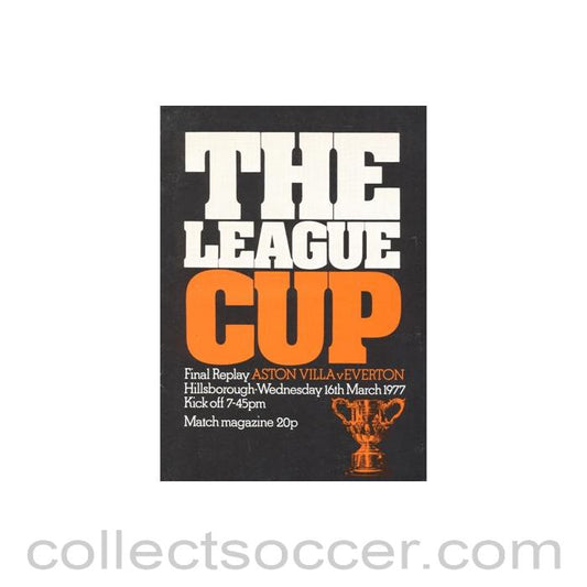 1977 League Cup Final Replay Programme  Aston Villa v Everton