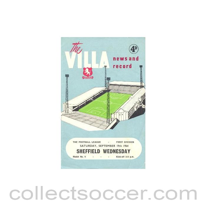 1964 - Aston Villa v Sheffield Wednesday official programme 19/09/1964
