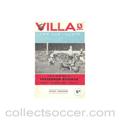 1965 - Arsenal v Tottenham Hotspur official programme 25/09/1965 Football League
