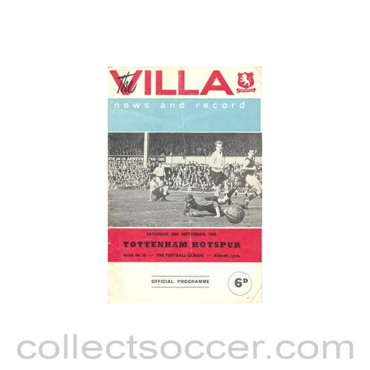 1965 - Arsenal v Tottenham Hotspur official programme 25/09/1965 Football League