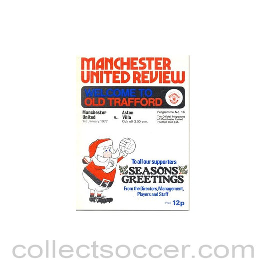 1977 - Manchester United v Aston Villa official programme 01/01/1977