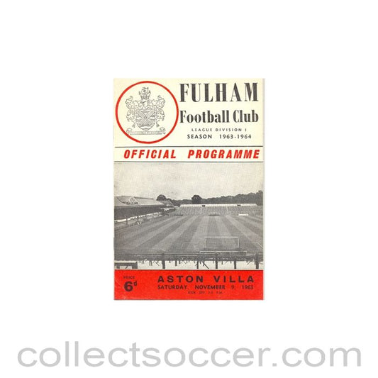1963 - Fulham v Aston Villa official programme 09/11/1963