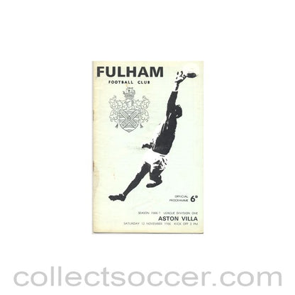 1966 - Fulham v Aston Villa official programme 12/11/1966