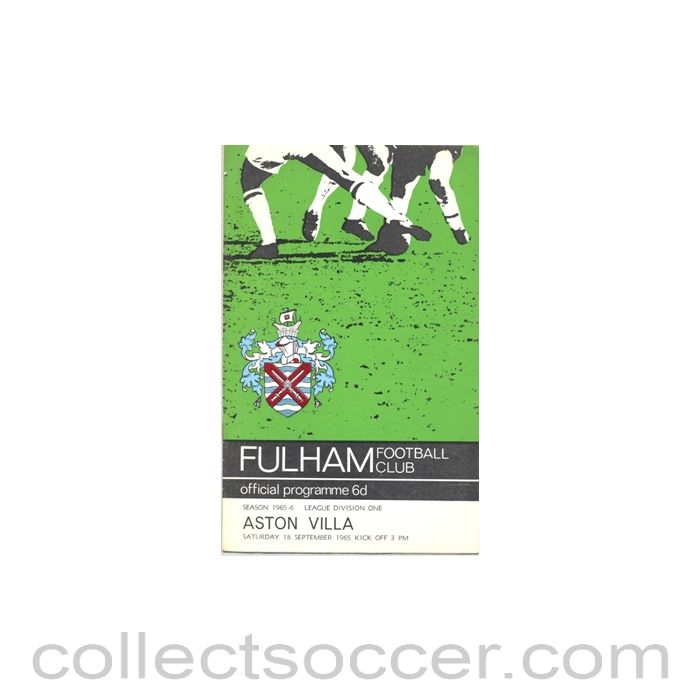 1965 - Fulham v Aston Villa official programme 18/09/1965