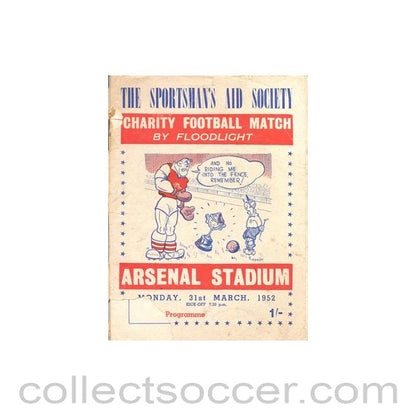 1952 - At Arsenal - Charity Football Match by Floodlight 31/03/1952
