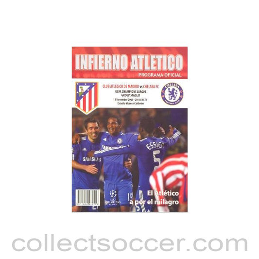 2009 - Atletico Madrid v Chelsea Unofficial programme 03/11/2009