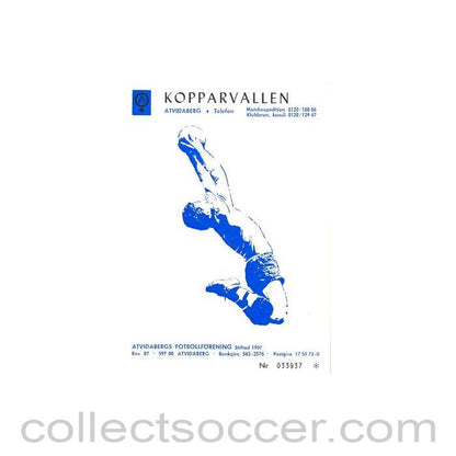 1971 - Atvidabergs vChelsea Cup Winners Cup official programme 20/10/1971 in Swedish