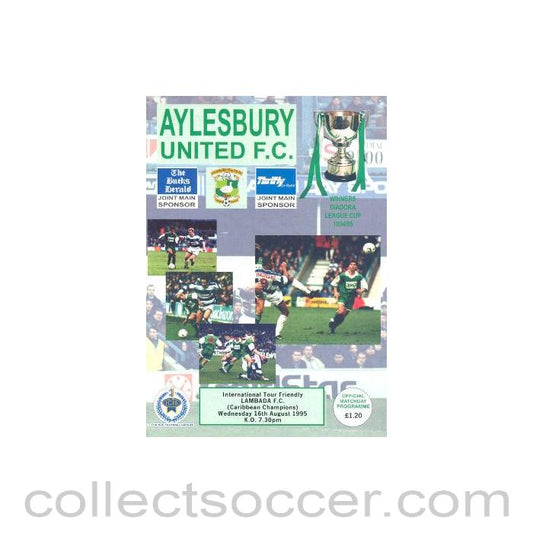 1995 - Aylesbury United v Lambada (Caribbean Champions) official programe 16/08/1995 Friendly