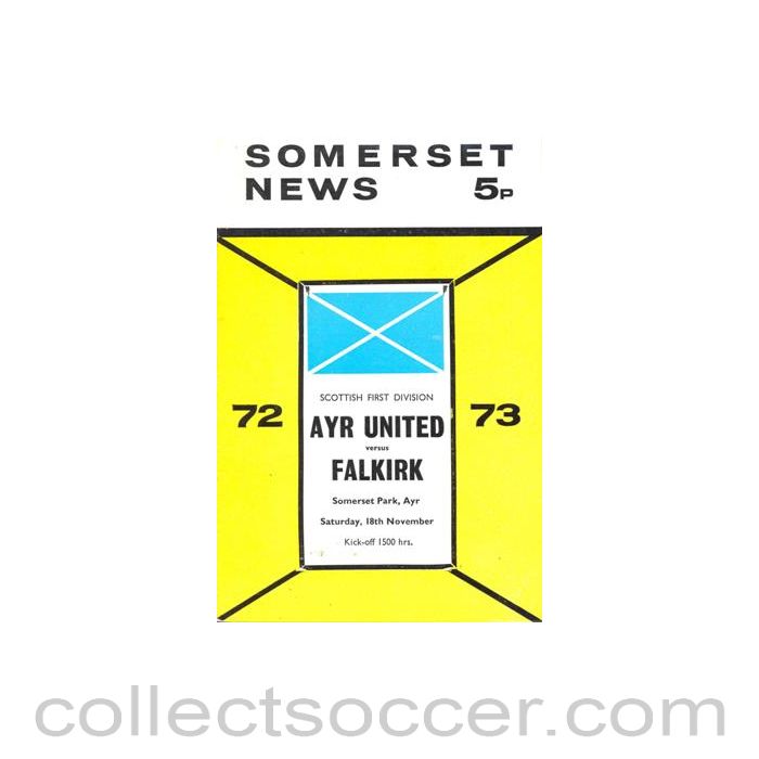 1972 - Ayr United v Falkirk official programme 18/11/1972