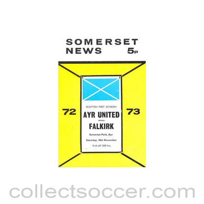1972 - Ayr United v Falkirk official programme 18/11/1972