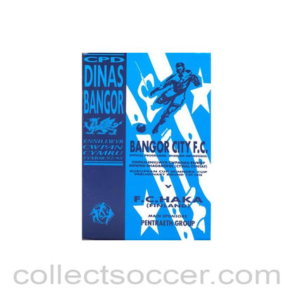 1997 - Bangor v Haka Finland football programme 1997-1998 Cup Winners Cup