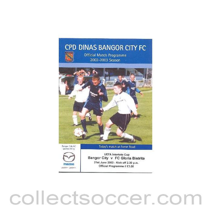 2003 - Bangor v Gloria Bistrita football programme 21/06/2003