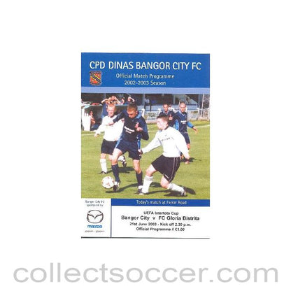 2003 - Bangor v Gloria Bistrita football programme 21/06/2003