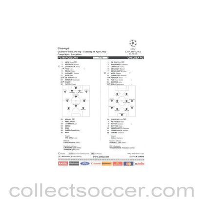 2000 - Barcelona v Chelsea line-ups 18/04/2000 Champions League