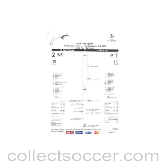 2005 - Barcelona v Chelsea Full Time Report 23/02/2005 Champions League