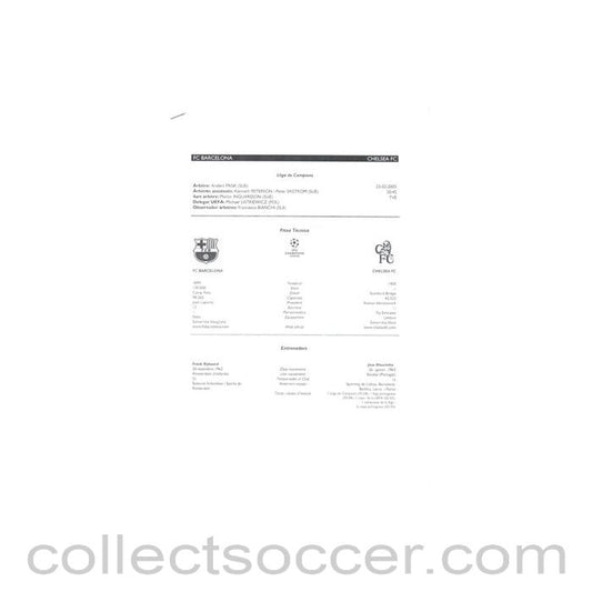 2005 - Barcelona v Chelsea press pack 23/02/2005 Champions League