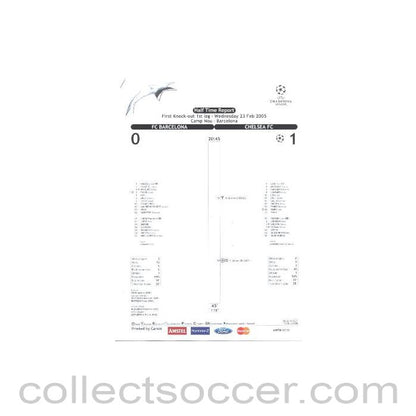 2005 - Barcelona v Chelsea Half Time Teamsheet 28/07/2005