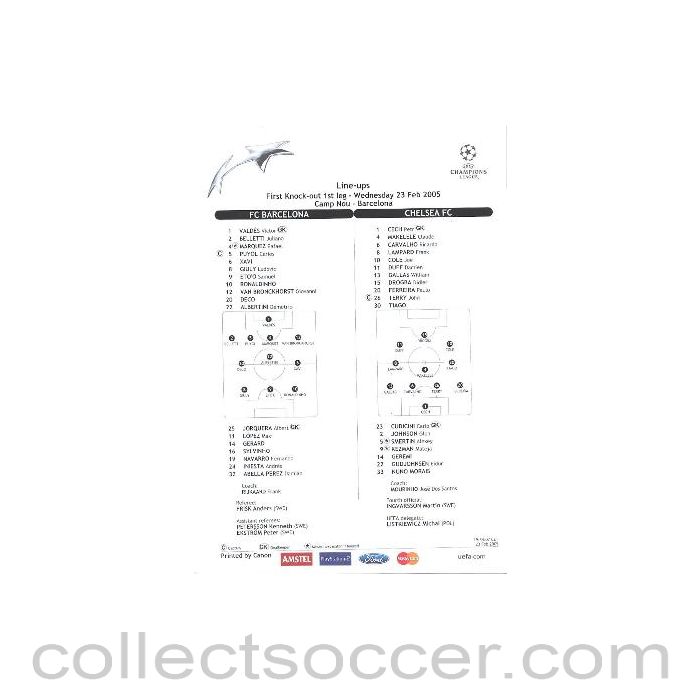 2005 - Barcelona v Chelsea line-ups 23/02/2005