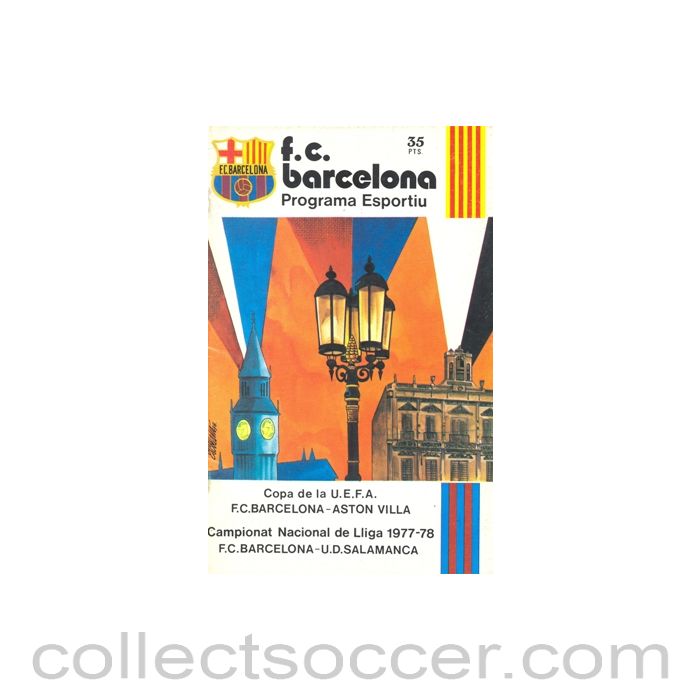 1977 - Barcelona v Aston Villa official programme 1977-78