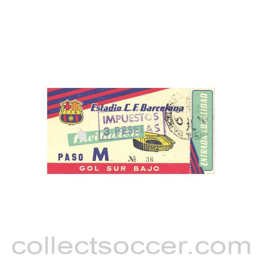 1958 - Barcelona unused ticket 1958-1959