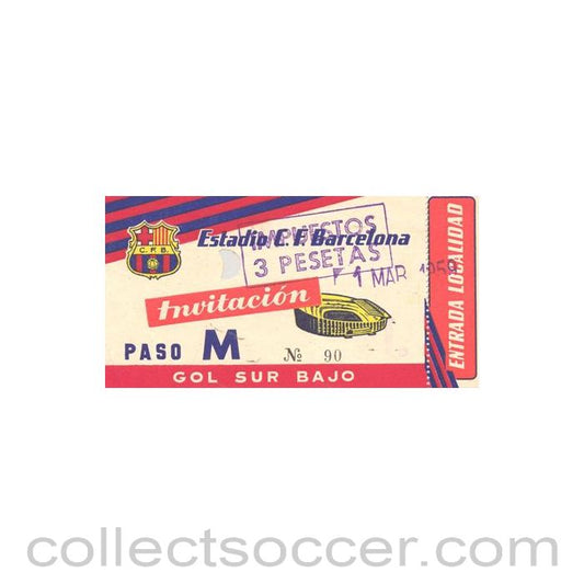 1959 - Barcelona unused ticket 01/03/1959