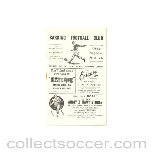 1956 - Barking v Tilbury official programme 08/09/1956