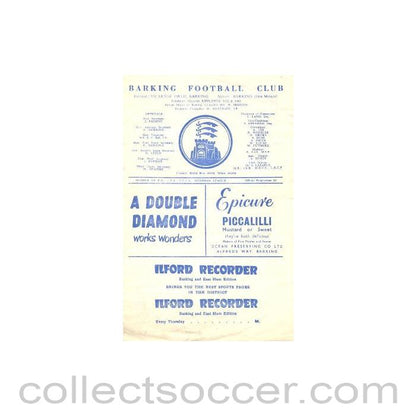 1960 - Barking v Wimbledon official programme probably early1960's