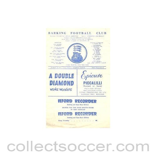 1960 - Barking v Wimbledon official programme probably early1960's