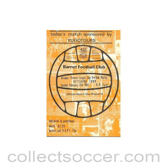 1981 - Barnet v Kettering Town official programme 08/02/1981