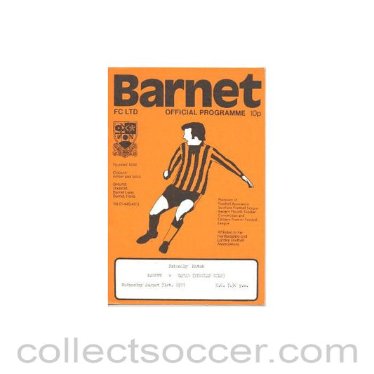 1977 - Barnet v Qatar official programme 03/08/1977 International Friendly