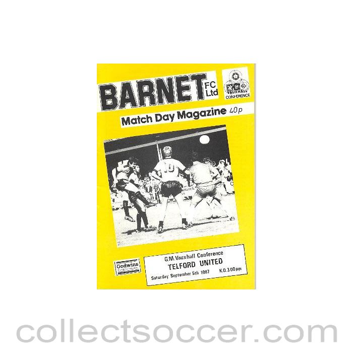 1987 - Barnet v Telford United official programme 05/09/1987