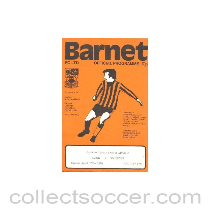 1978 - Barnet v Wealdstone official programme 18/04/1978