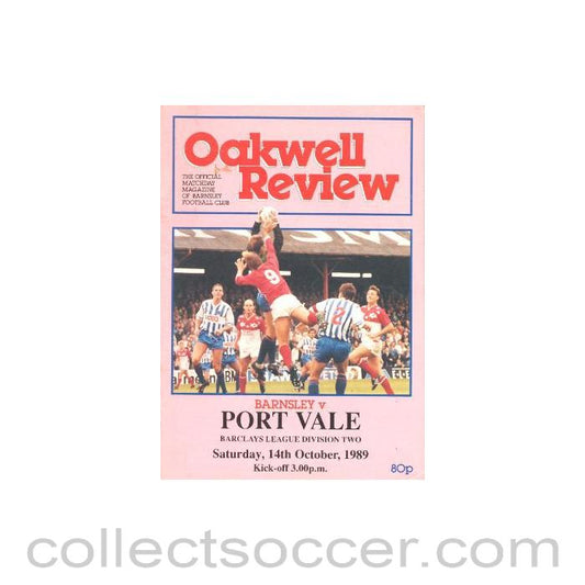 1989 - Barnsley v Port Vale official programme 14/10/1989