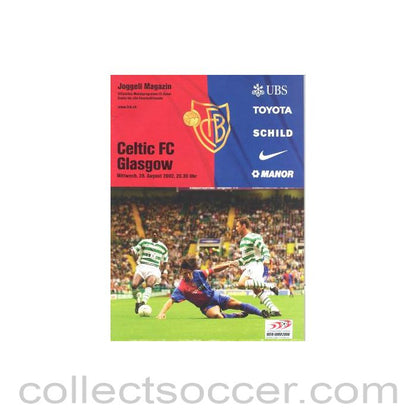 2002 - Basle v Celtic official programme 28/08/2002 Champions League