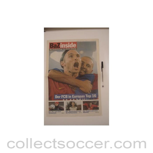 2002 - Basel v Manchester United 26/11/2002 BazInside suppliment of Basler Zeitung newspaper