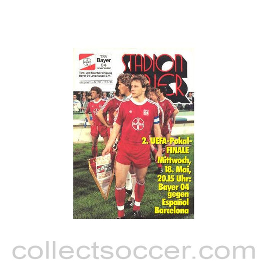 1988 UEFA Cup Final Official Programme Bayern Leverkusen v Espanol Barcelona 18/05/1988