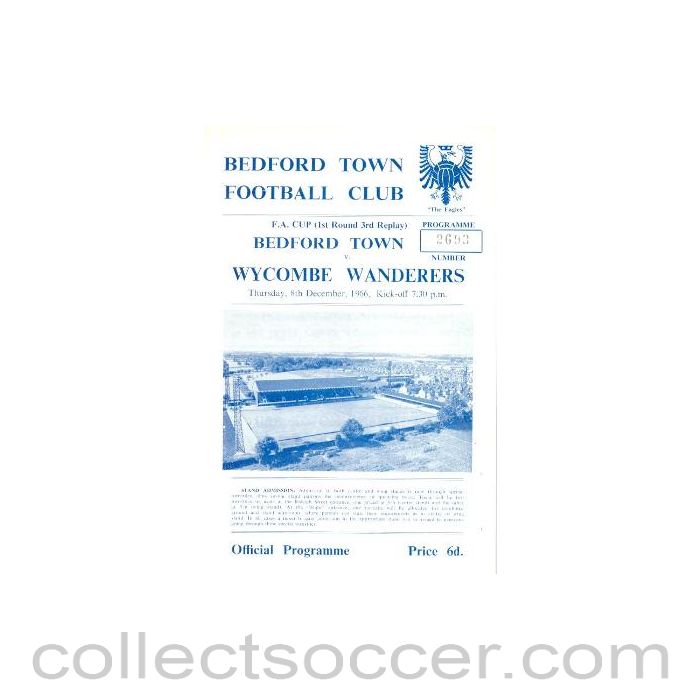 1966 - Bedford v Wycombe Wanderers official programme 08/12/1966 F.A. Cup