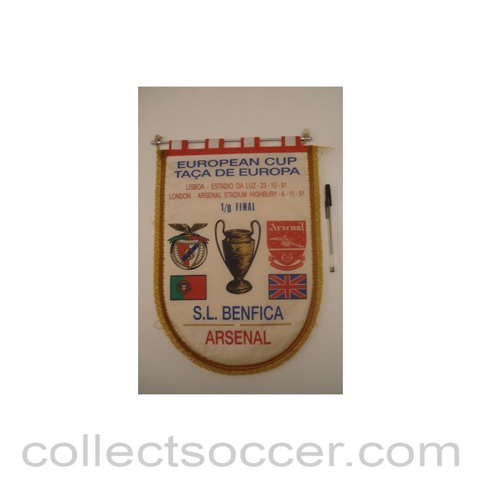 1991 - Benfica v Arsenal European Cup 1991-1992 pennant