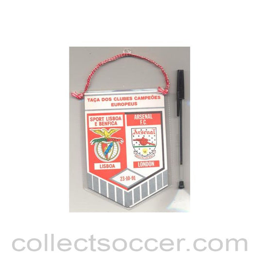 1991 - Benfica v Arsenal European Cup 23/10/1991 pennant