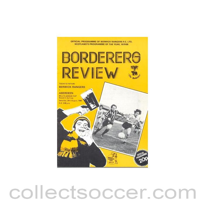 1980 - Berwick Rangers v Aberdeen official programme 30/08/1980 Bell's League Cup
