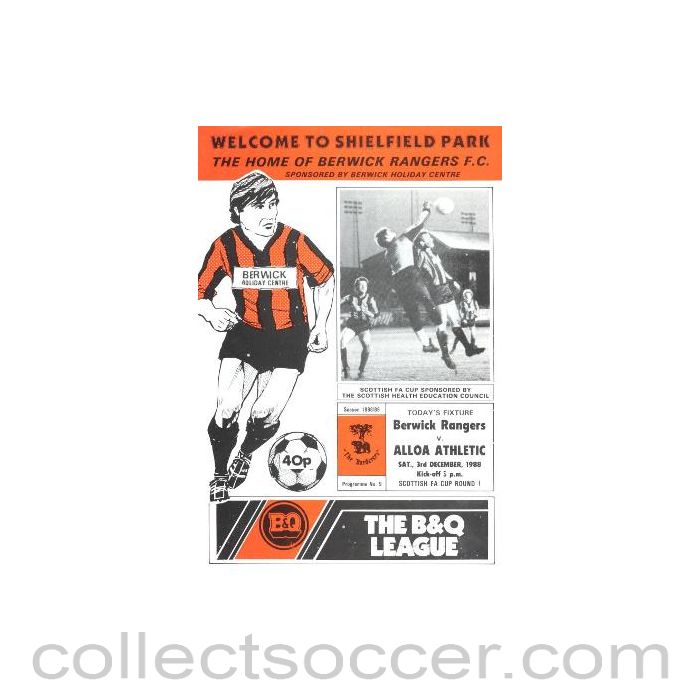 1988 - Berwick Rangers v Alloa Athletic official programme 03/12/1988 Scottish F.A. Cup