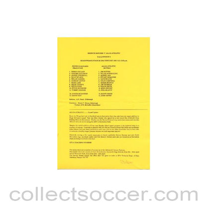 1992 - Berwick Rangers v Alloa Athletic official programme 15/02/1992 Scottish League