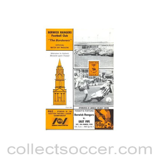 1990 - Berwick Rangers v East Fife official programme 10/03/1990 Scottish League