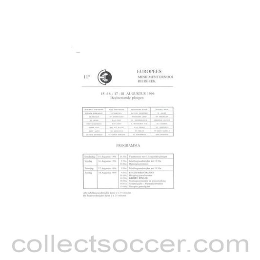 1996 - Bierbeek Youth Tournament August 1996 press pack