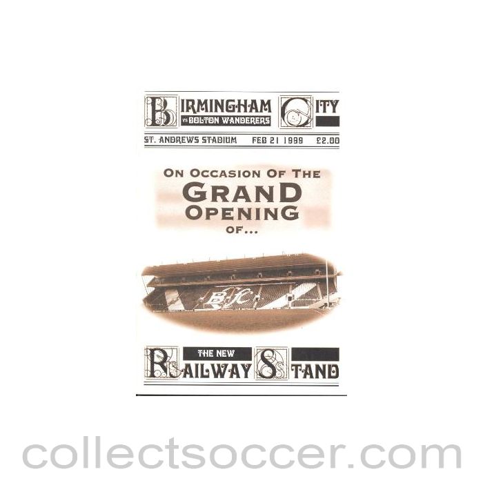 1999 - Birmingham City v Bolton Wanderers official programme 21/02/1999